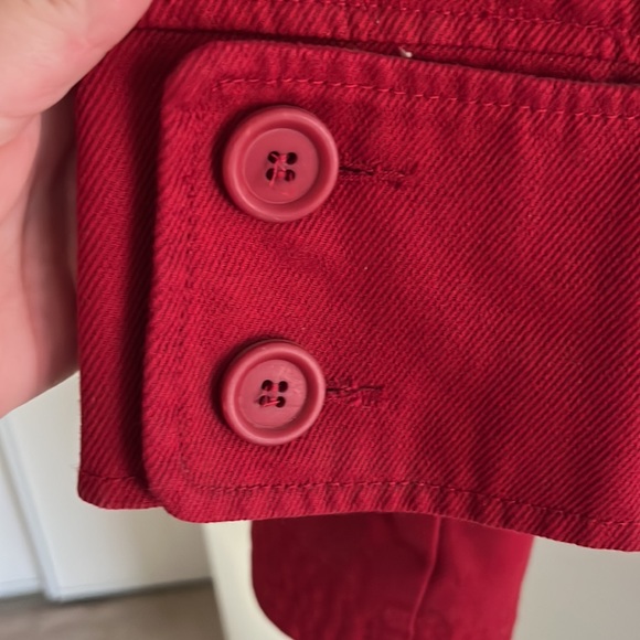 Red fall cotton coat. Beautiful details - Picture 5 of 6